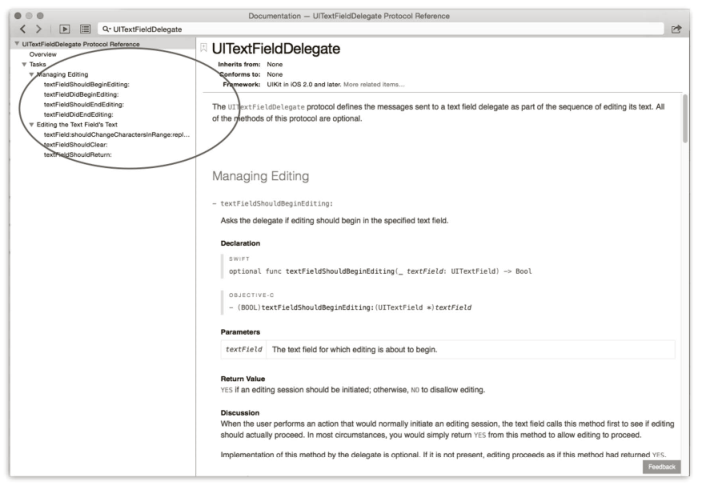 UITextFieldDelegate 的API文档